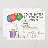 Cream Mini Goldendole Cute Cartoon Dog Birthday Kaart (Voorkant / Achterkant)