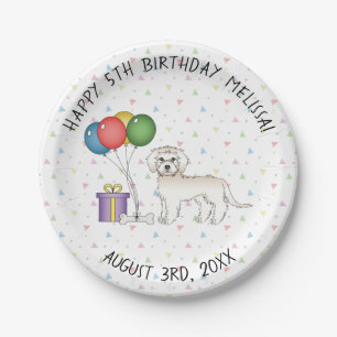 Cream Mini Goldendole Cute Cartoon Dog Birthday Papieren Bordje