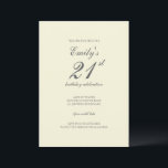 Cream Minimalist 21st Birthday Party Uitnodiging<br><div class="desc">Een moderne,  minimalistische verjaardagsfeestuitnodiging voor u om te bewerken en het perfect te maken voor uw feest. Geniet ervan.</div>