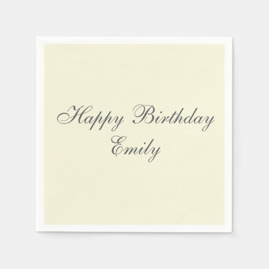 Cream Minimalist Birthday Party Napkins Servet (Voorkant)