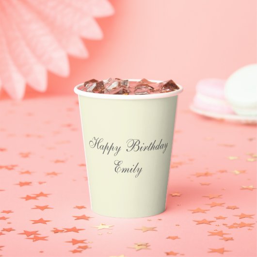 Cream Minimalist Birthday Party Paper Cup Papieren Bekers (Insitu)
