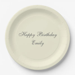 Cream Minimalist Birthday Party Paper Plates Papieren Bordje