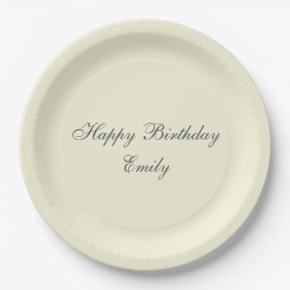 Cream Minimalist Birthday Party Paper Plates Papieren Bordje