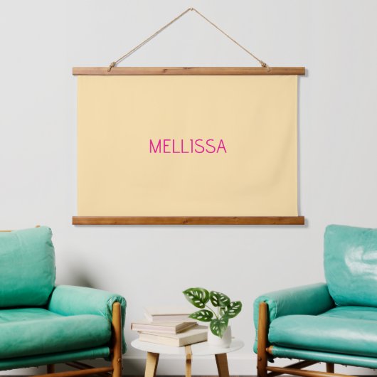 Cream minimalist custom name  hangend wandkleed (Woonkamer)