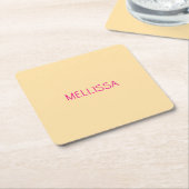 Cream minimalist custom name  kartonnen onderzetters (Schuin)