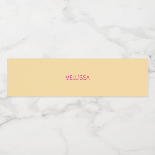 Cream minimalist custom name  waterfles etiket (Enkel label)