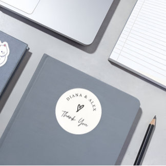 Cream Minimalist Modern Bedankt Trouwcirkel Ronde Sticker