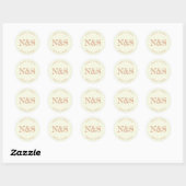 Cream minimalistisch & Elegant Bold Initialen Brui Ronde Sticker (Vel)