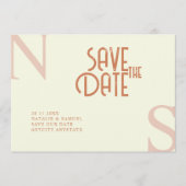 Cream minimalistisch & Elegant Bold Initialen Brui Save The Date (Voorkant)