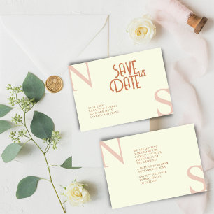 Cream minimalistisch & Elegant Bold Initialen Brui Save The Date