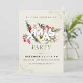 Cream minimalistische kerst party uitnodiging (Staand voorkant)