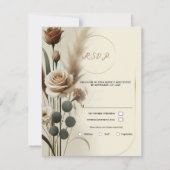 Cream & Mocha Geometrische Bloemen Huwelijk RSVP Kaart (Voorkant)