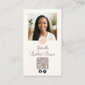 Cream Mocha Logo QR Code Photo Lashes and Brows Visitekaartje (Voorkant)