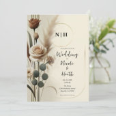 Cream & Mocha Neutraal Geometrische Bloemen Trouwe Kaart (Staand voorkant)