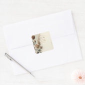Cream & Mocha Neutraal Geometrische Bloemen Trouwe Vierkante Sticker (Envelop)