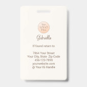 Cream Mocha Script Logo Photo Lashes and Brows Badge (Achterkant)