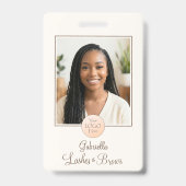 Cream Mocha Script Logo Photo Lashes and Brows Badge (Voorkant)