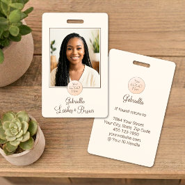 Cream Mocha Script Logo Photo Lashes and Brows Badge