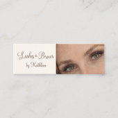 Cream Mocha Script Photo Lashes and Brows Mini Visitekaartje (Voorkant)