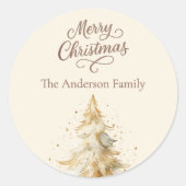 Cream mocha tree Christmas Ronde Sticker (Voorkant)