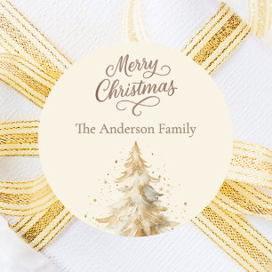 Cream mocha tree Christmas Ronde Sticker