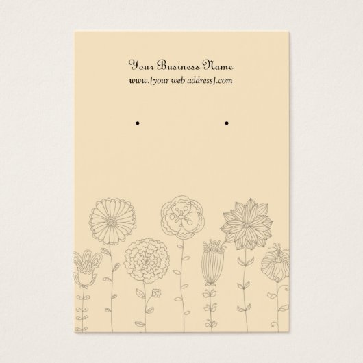 Cream Mod Flowers Custom Oorsprongskaart Visitekaartjes (Voorkant)