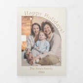 Cream Modern Arch Jaar in de Review Familie Update Drieluik Wenskaart (Cover)