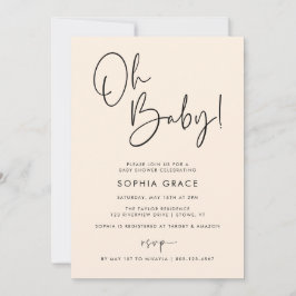 Cream Modern Boho Genderneutraal Baby shower Kaart