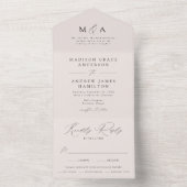 Cream Modern Elegance Bruiloft All In One Uitnodiging (Binnen)