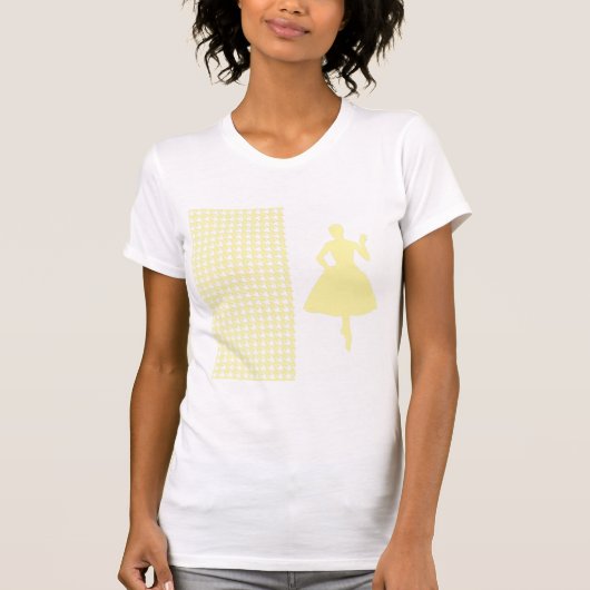 Cream Modern Houndstooth met Mode Silhouette T-shirt (Voorkant)