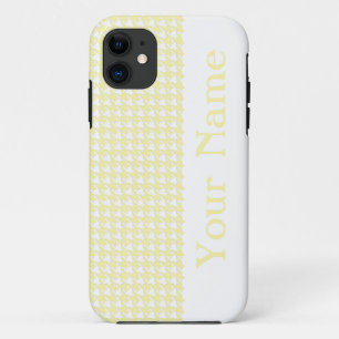 Cream Modern Houndstooth met naam iPhone 11 Hoesje