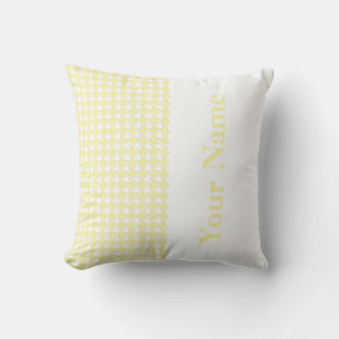 Cream Modern Houndstooth met naam Kussen