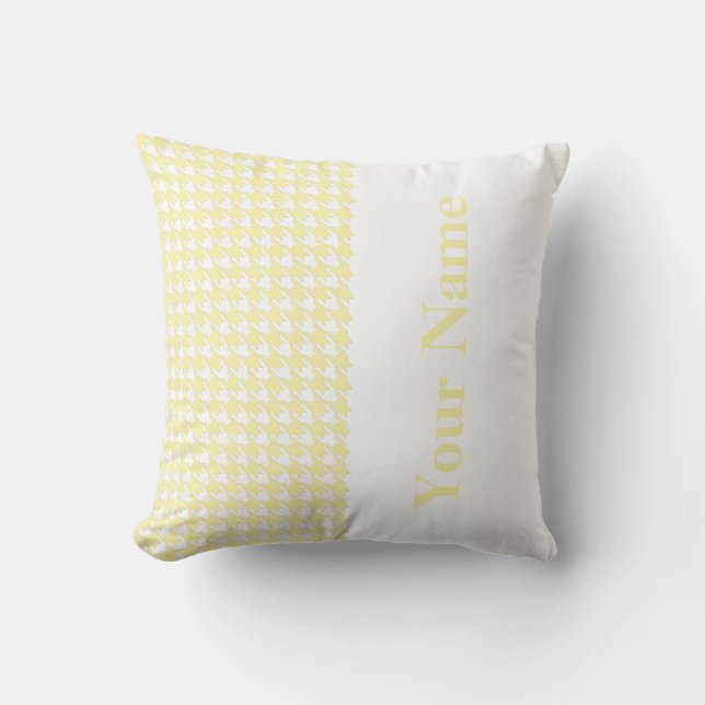 Cream Modern Houndstooth met naam Kussen (Voorkant)