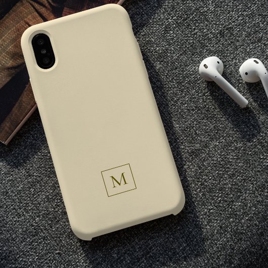 Cream Modern Minimal Elegant Initiaal Monogram Case-Mate iPhone Case