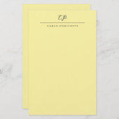 Cream Modern Monogrammed Calligraphy Plain Name Briefpapier (Voorkant / Achterkant)