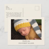 Cream Modern Nieuwe Baby Dank u Foto Briefkaart (Voorkant / Achterkant)