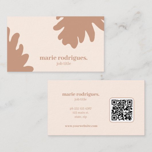 Cream Modern Scannable Visitekaartje (Voorkant / Achterkant)