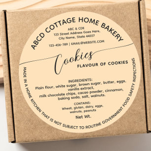 Cream Modern Script Cookies Cottage Law Label