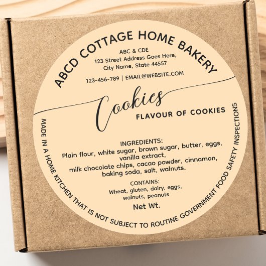 Cream Modern Script Cookies Cottage Law Label