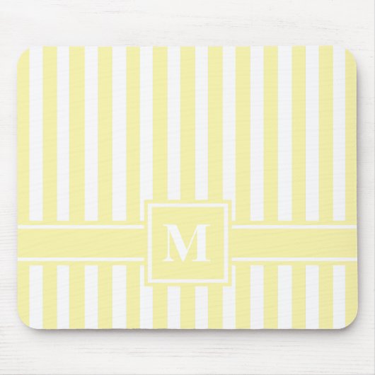 Cream Modern Stripe met Monogram Muismat (Voorkant)