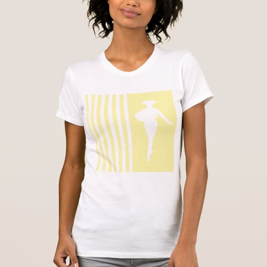 Cream Modern Stripes met Mode Silhouette T-shirt (Voorkant)