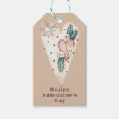 Cream Modern Valentijn Versierd Hart Cadeaulabel (Voorkant)