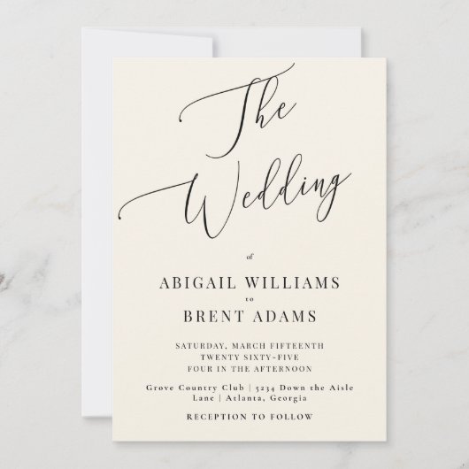 Cream Modern Wedding Kaart (Voorkant)