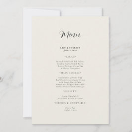 Cream Modern Wedding Menu Kaart