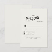 Cream Modern Zwart Tekst Bruiloft RSVP (Voorkant / Achterkant)