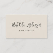 Cream moderne minimum manuscript QR CODE Visitekaartje (Voorkant)