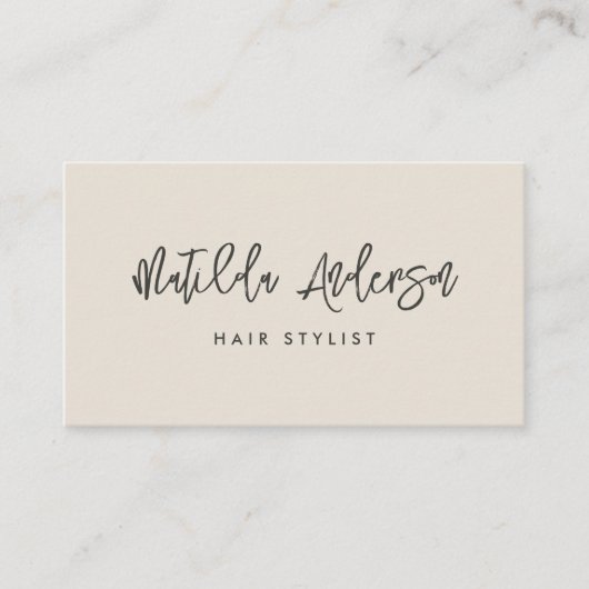 Cream moderne minimum manuscript QR CODE Visitekaartje (Voorkant)