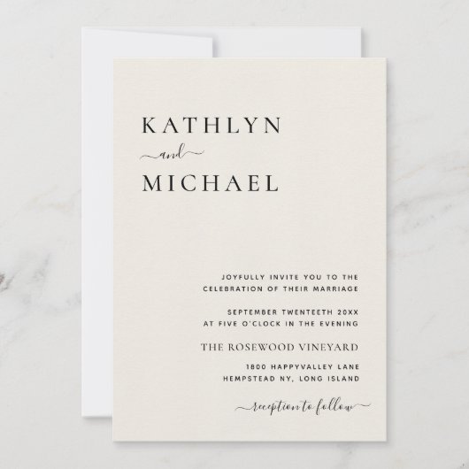 Cream Moderne Typografie in één simpele band Kaart (Voorkant)