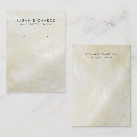 Cream Moeder van de Parel Artisan Sieraden Oorbel Visitekaartje (Voorkant / Achterkant)