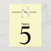 Cream Monogram Trouwtafel Aantal Kaarten (Voorkant)